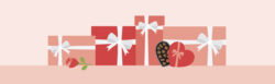 Pink and red image of drawn gift boxes